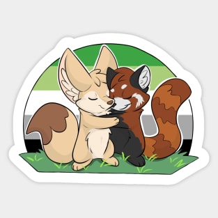 Aromantic - Fennec Fox + Red Panda Hug Sticker